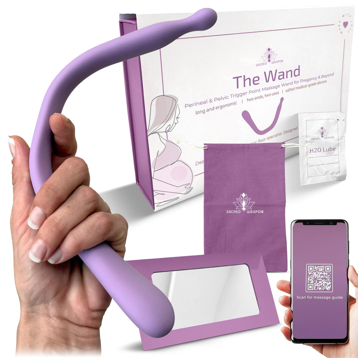 Sacred Weapon perineal massage tool tip focus for targeted trigger point relief.
