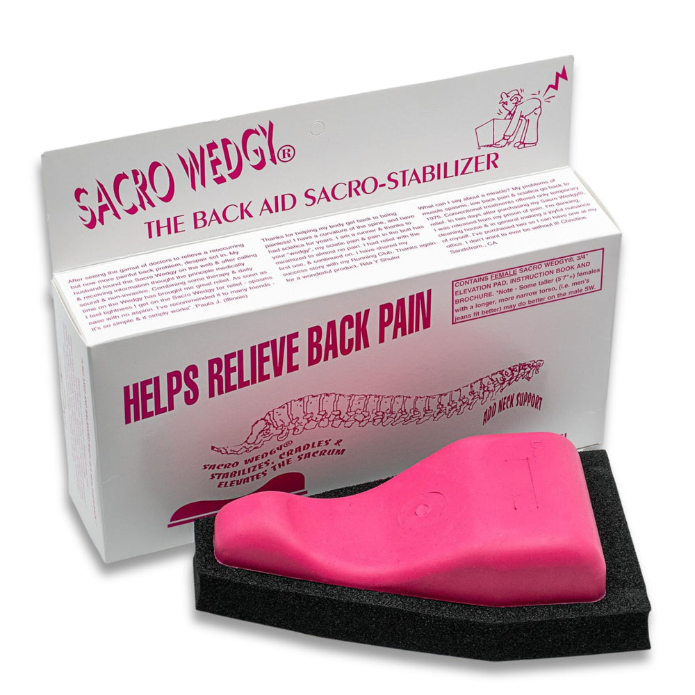 Sacro Wedgy back aid female version front view supporting posture and daily comfort
