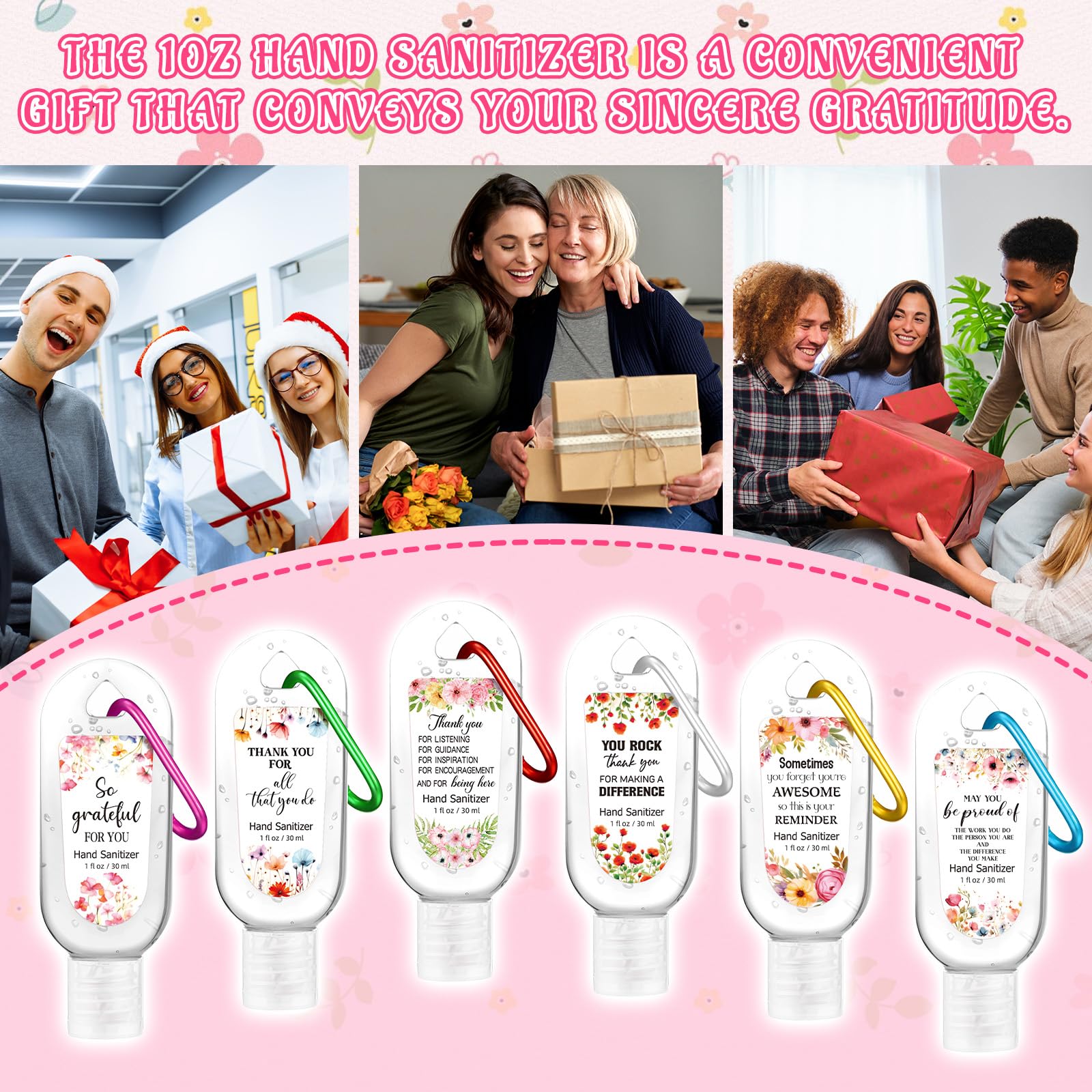 Sacubee berry scented sanitizer on a keychain for easy, fast access.