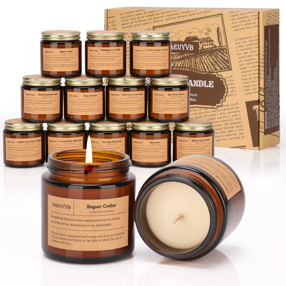 SAEUYVB amber jar candle creates cozy ambience in any room.
