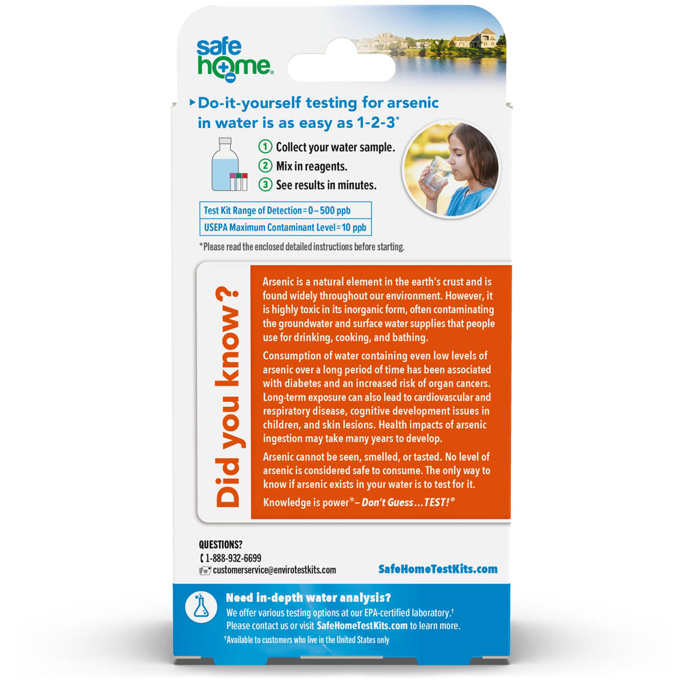 Safe Home arsenic test kit contents for easy DIY water testing.