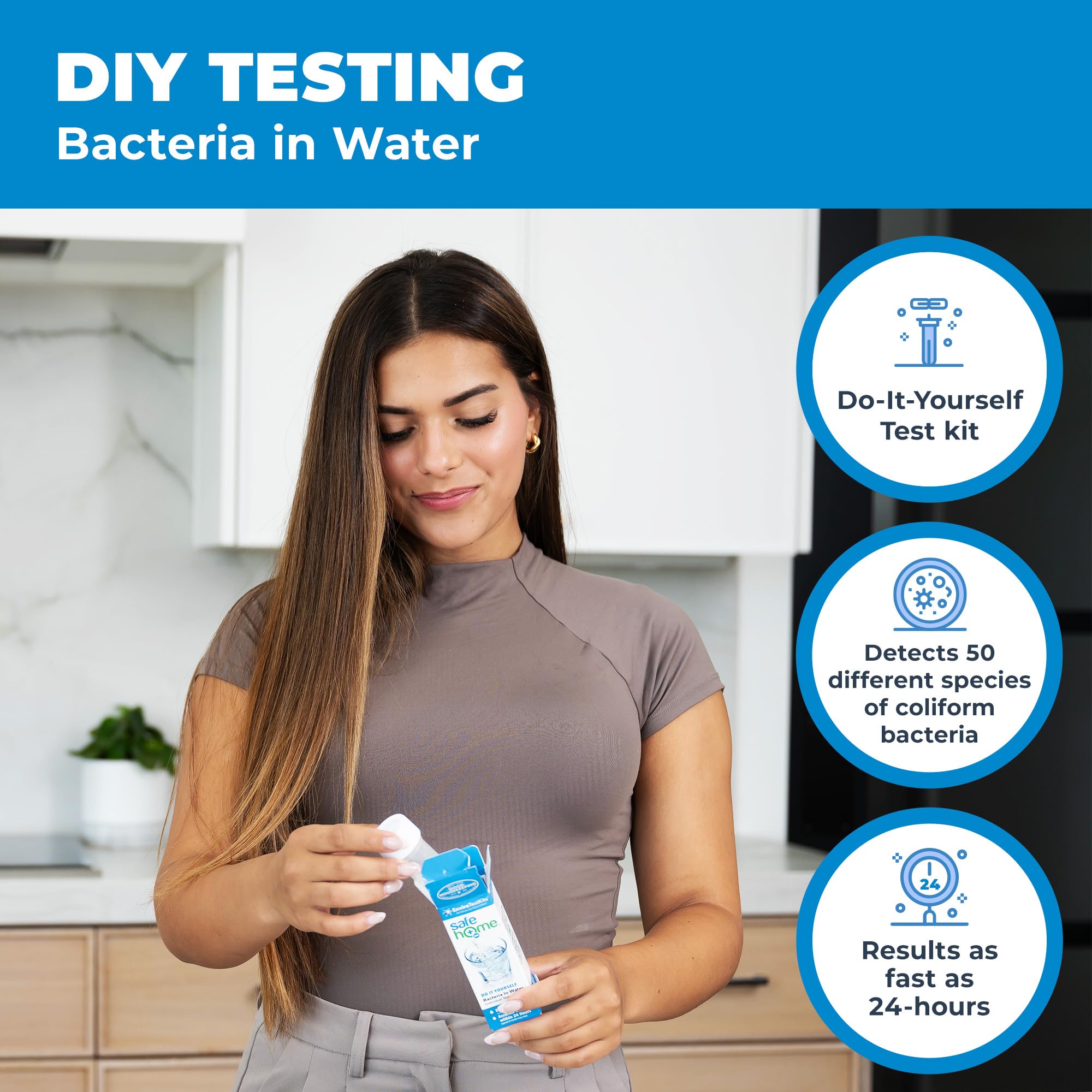 Safe Home Bacteria Water Test Kit included components ready for quick setup