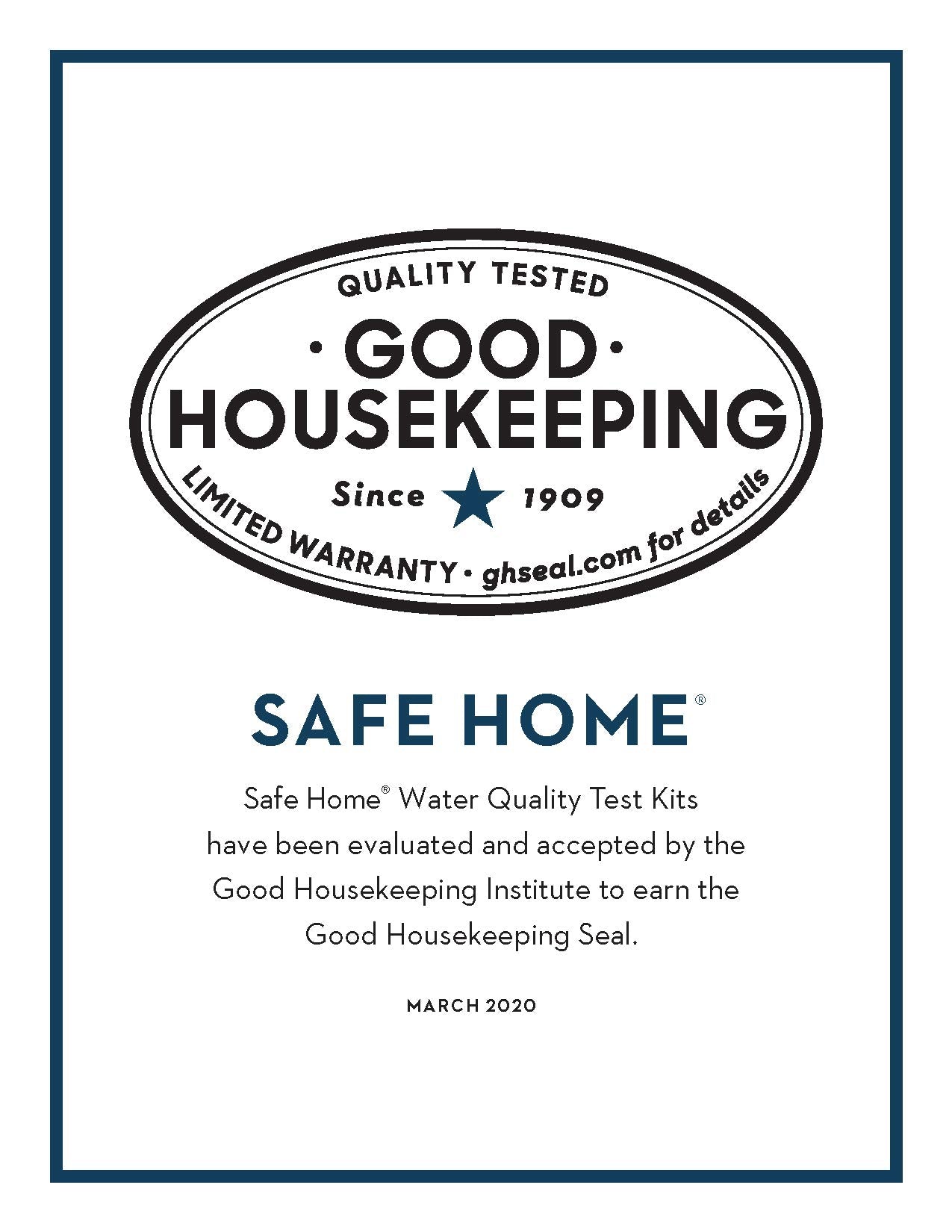 Donation banner emphasizes Safe Home's support for clean water initiatives.