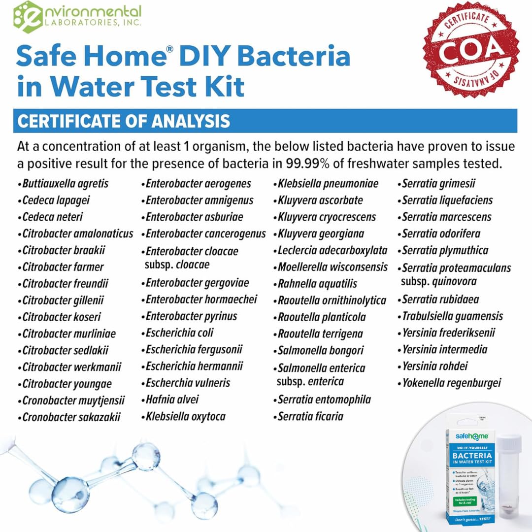 Sterilization certificate displayed with the kit communicates contamination-free testing.