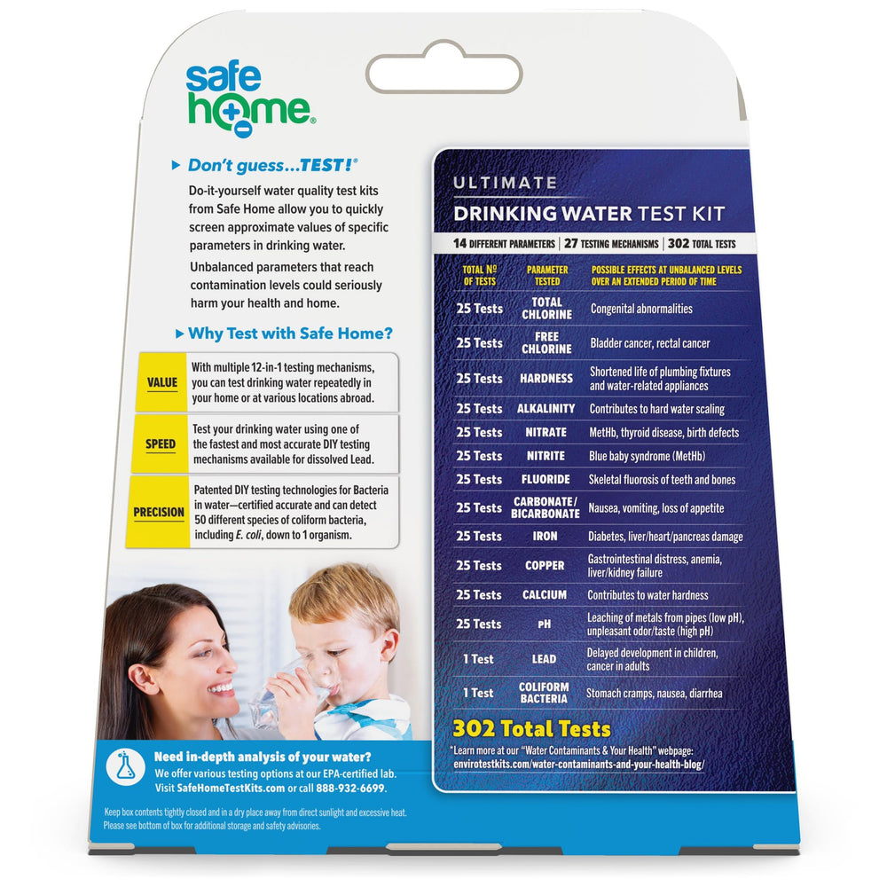 Safe Home lead test strips illustrate critical lead detection for safer drinking water.