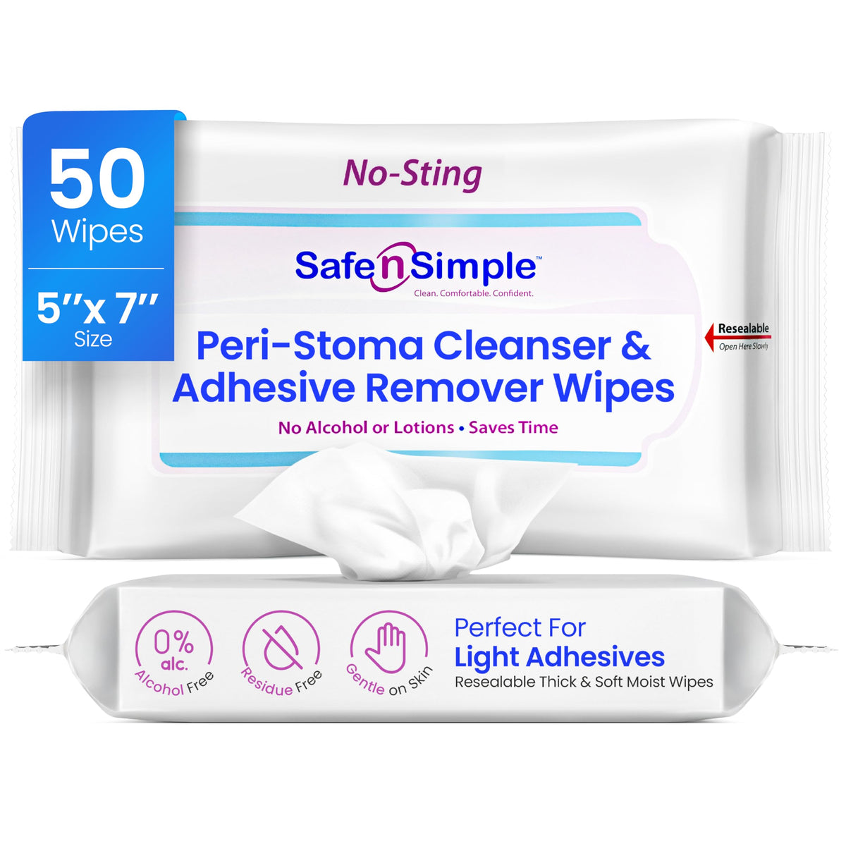 Safe n’ Simple packaging shown for resealable, travel-friendly storage