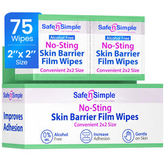 Safe n' Simple No Sting Wipes bottle showing convenient skin protection on the go