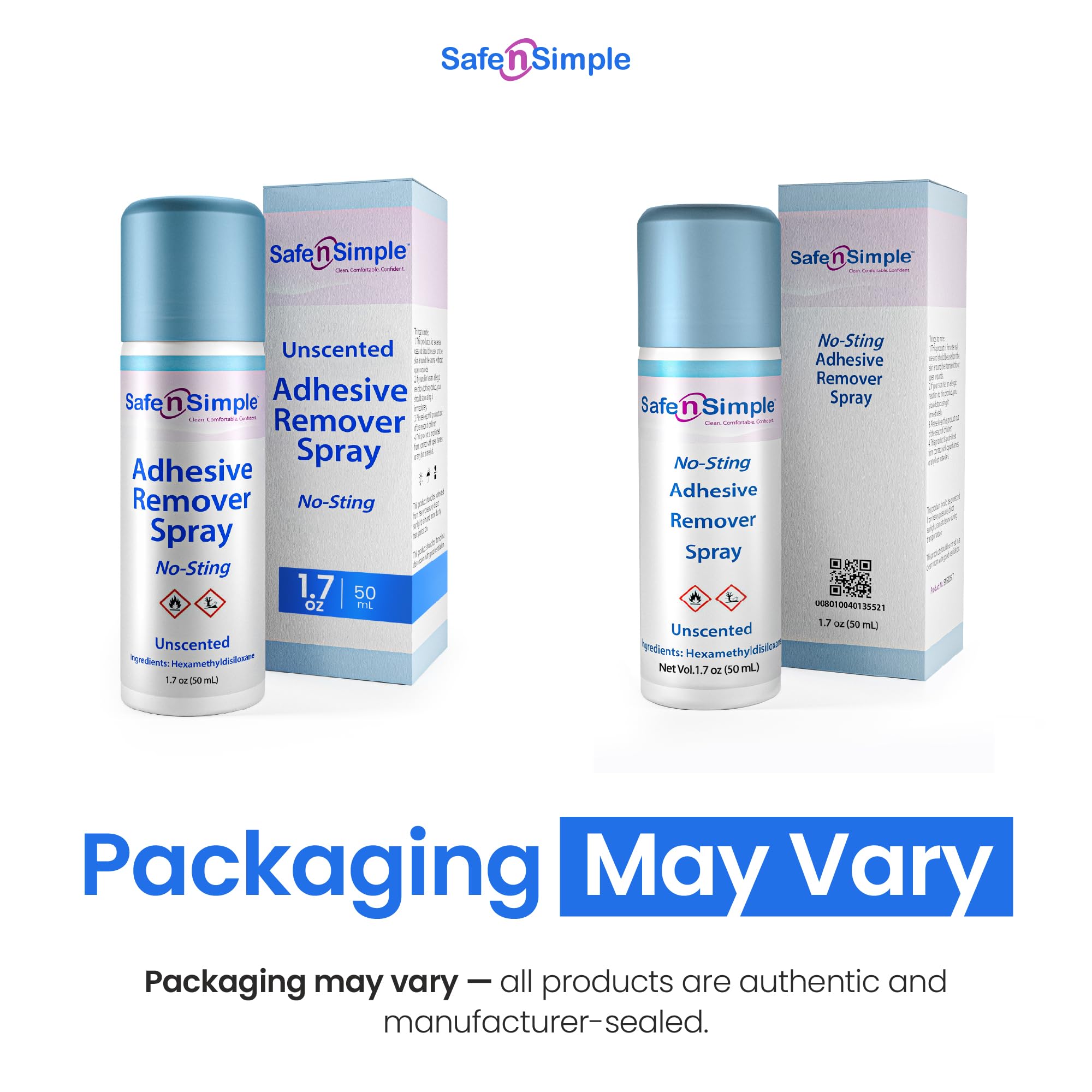 Safe n' Simple touch-free mist application for hygienic adhesive removal