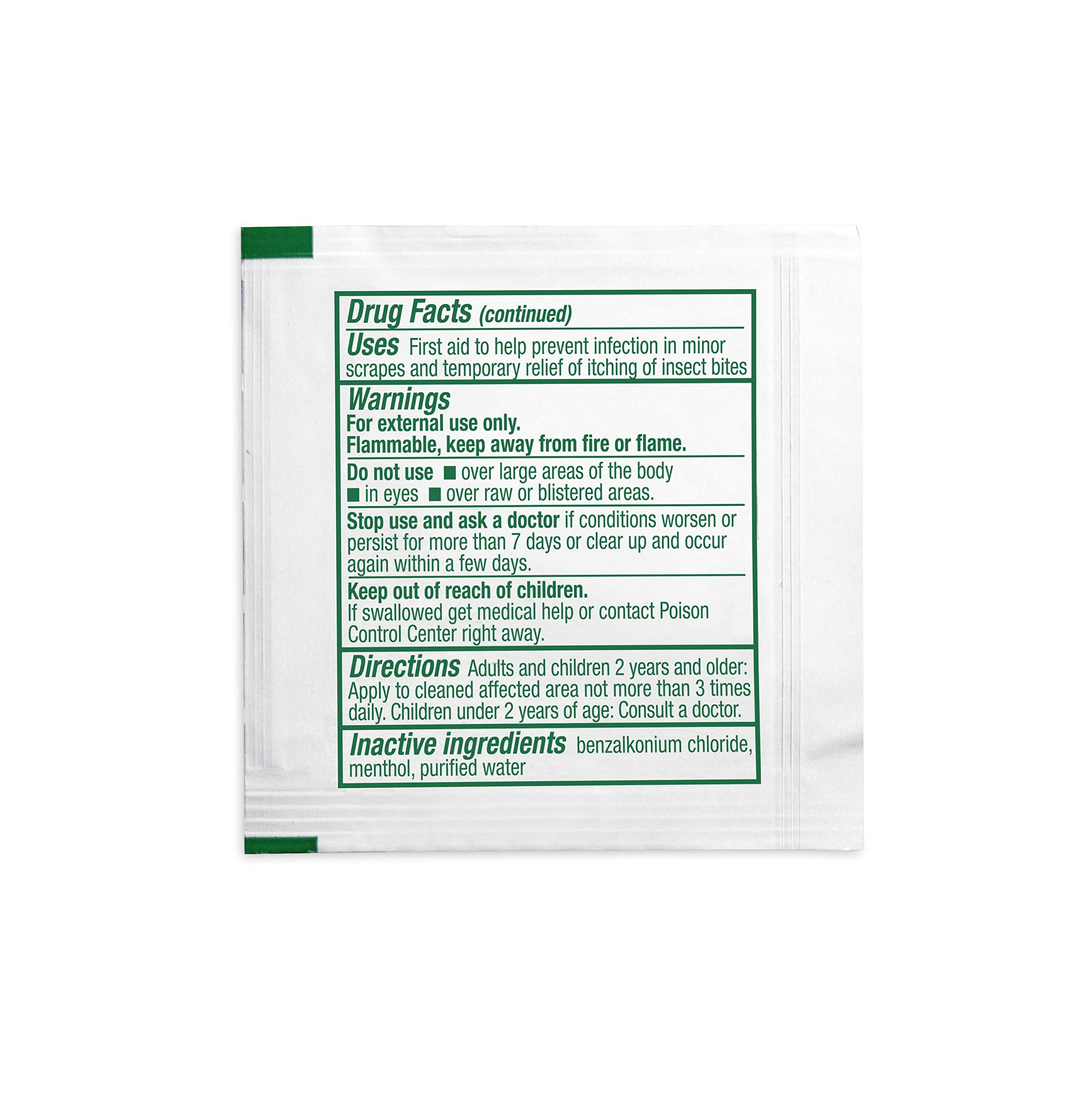 Open box of Safetec Sting Relief Wipes with ready-to-use packs