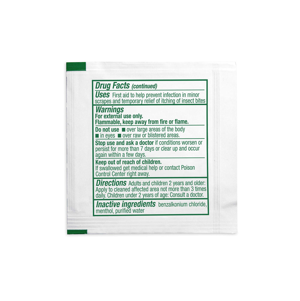 Open box of Safetec Sting Relief Wipes with ready-to-use packs
