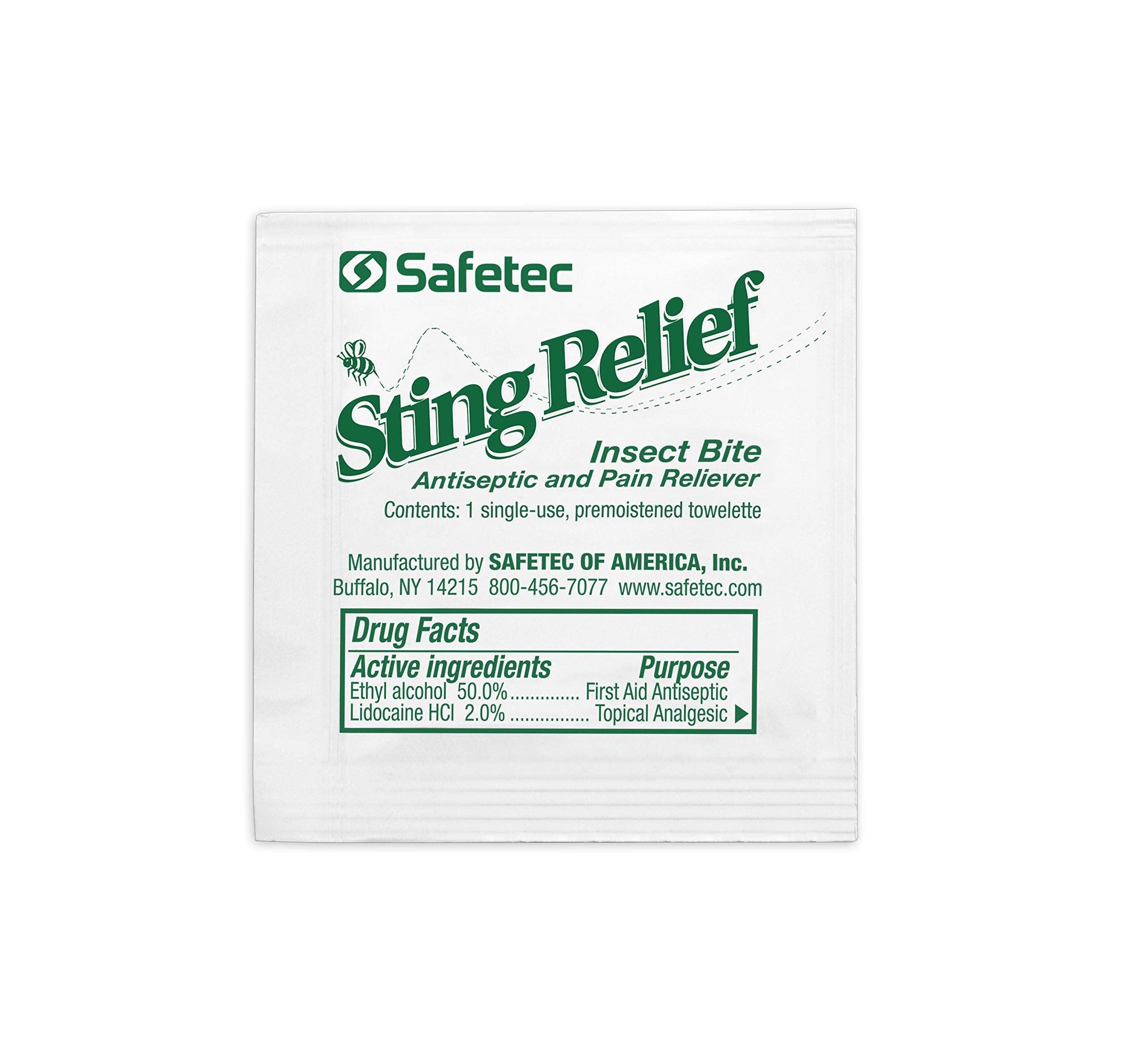 Safetec Sting Relief Wipes in use on skin for itch relief