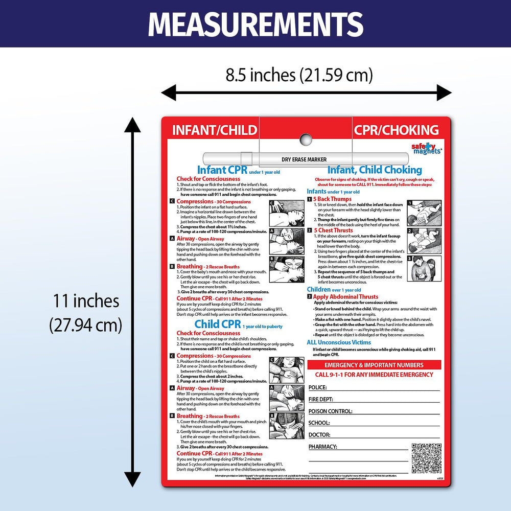 Safety Magnets ZOCO writable emergency contact area with dry erase space.