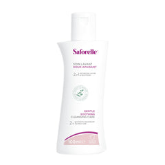 Saforelle gentle cleansing texture close-up showing a soft, mild lather.