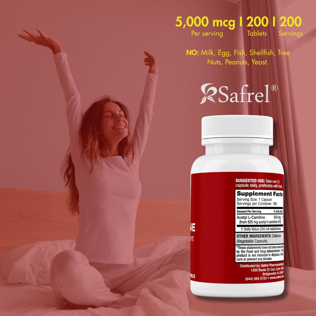 Safrel Acetyl L-Carnitine bottle on desk showing daily routine integration for energy