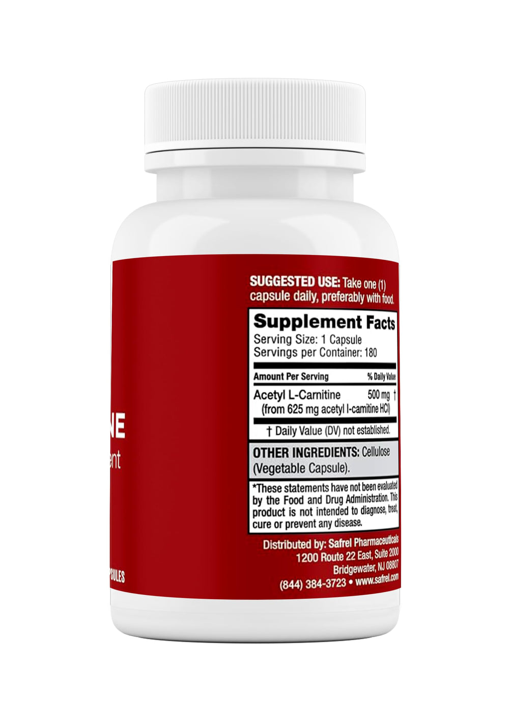 Safrel Acetyl L-Carnitine capsules closeup for easy daily use and focus