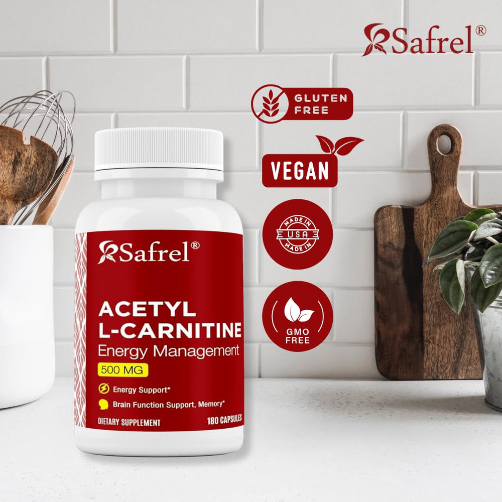 Safrel Acetyl L-Carnitine label detail emphasizing potency for mental clarity