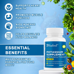 Safrel potassium capsules vegetarian offer convenient daily supplementation.