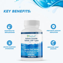 Close-up of Safrel 1 g tablets highlighting purity and compact design.