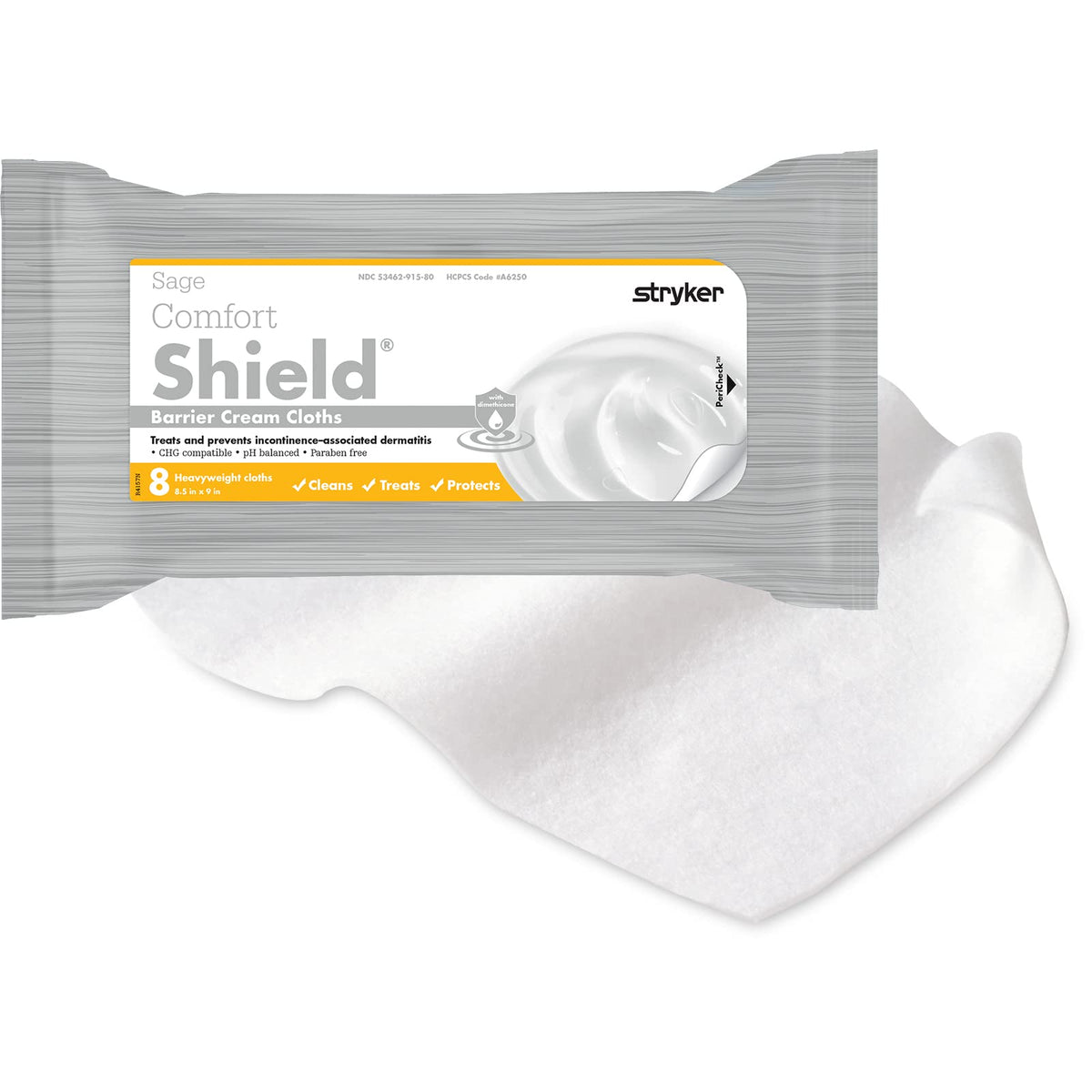 Sage Comfort Shield cloths packaging front for quick cleansing and protection