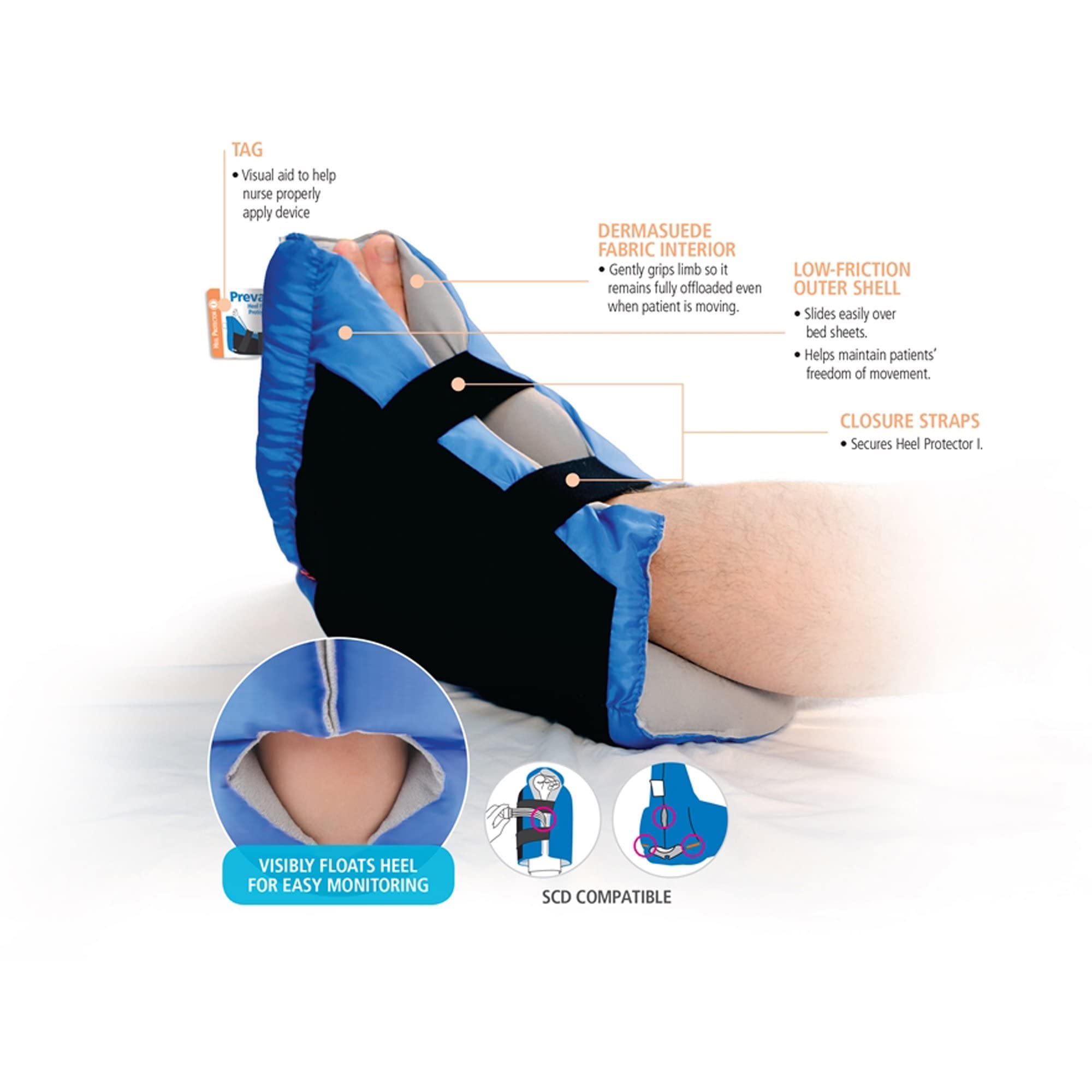 Sage Stryker heel protector I showing adjustable straps for calf fit.