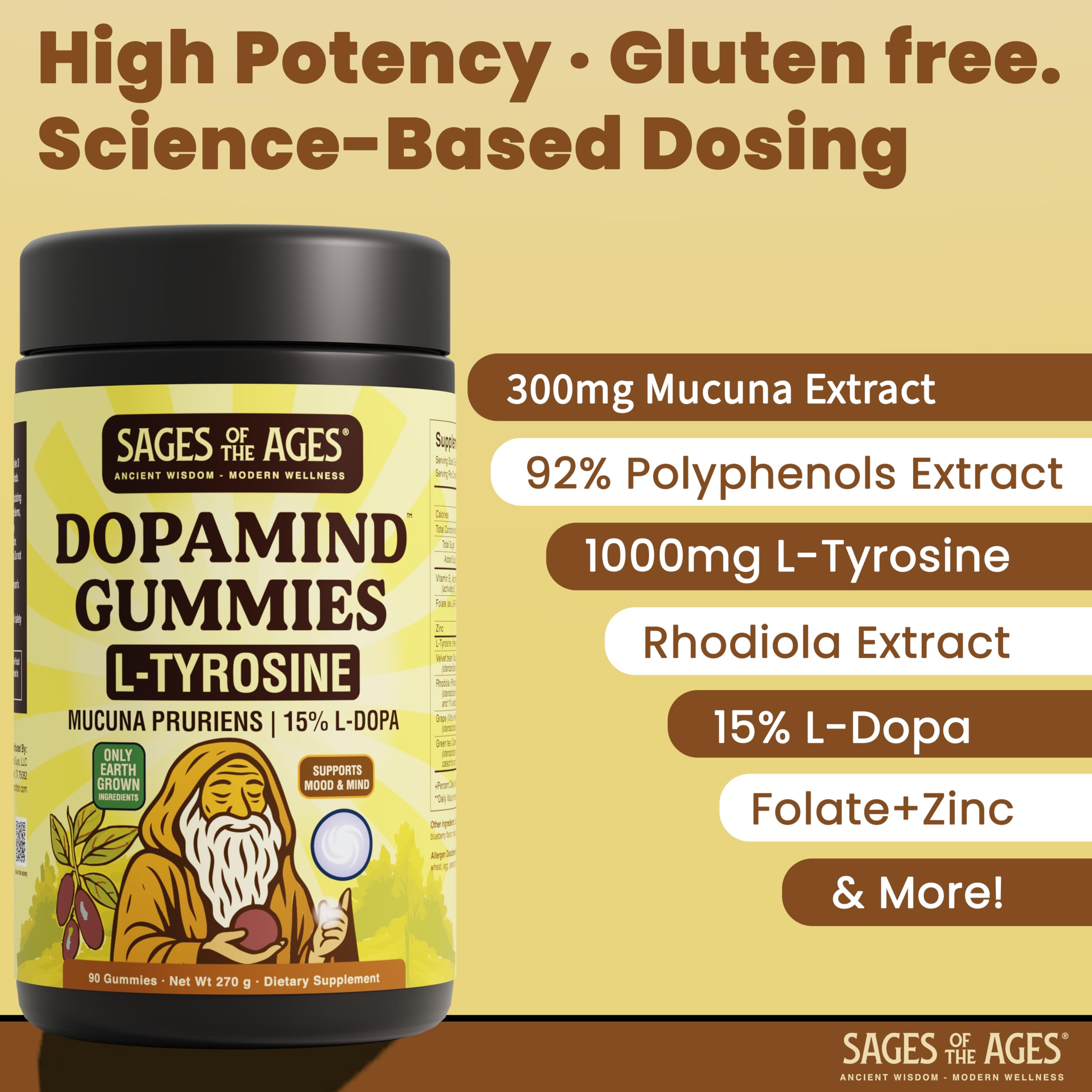 sages-of-the-ages dopamind gummies serving info for clear daily dosage.
