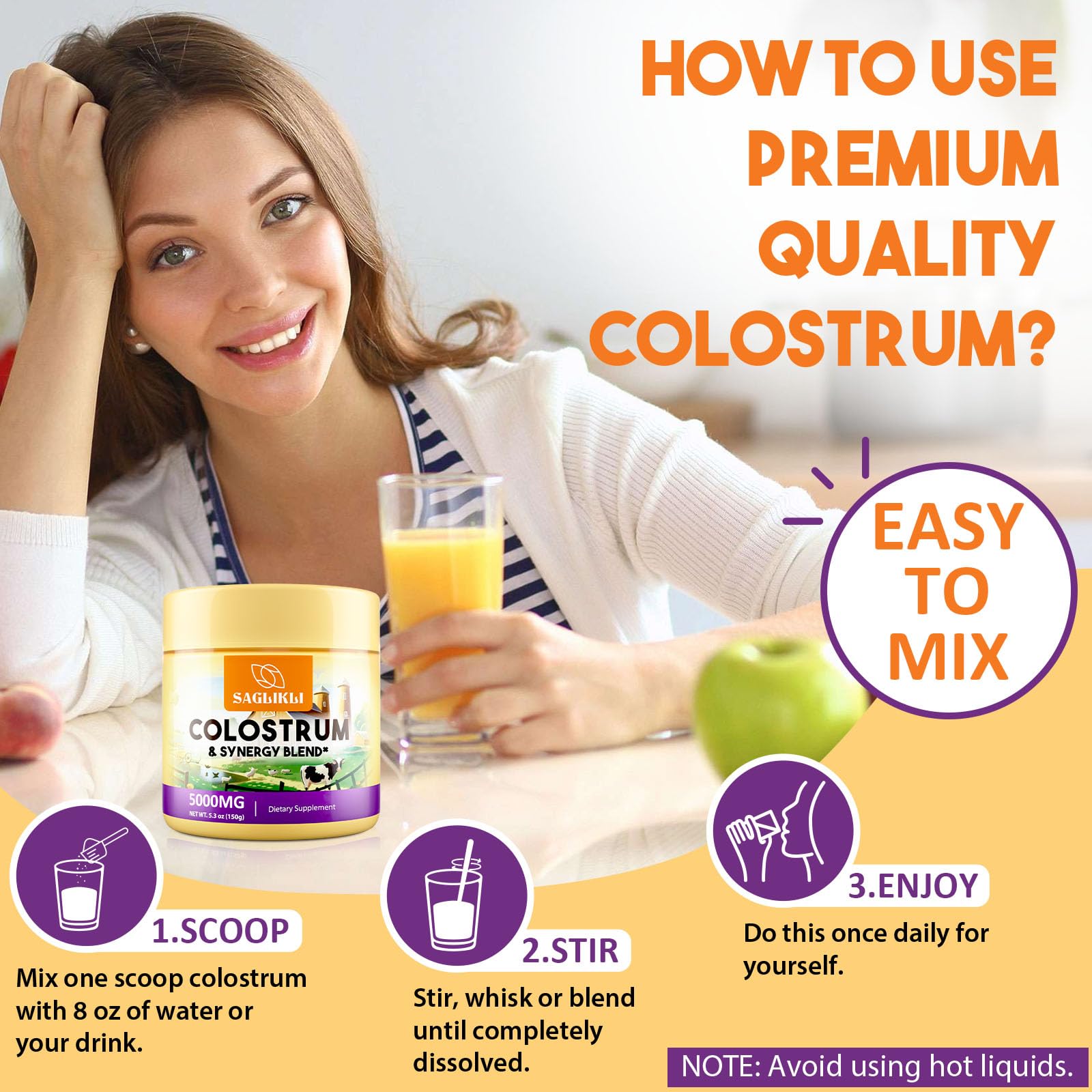 Saglikli Colostrum Powder lactoferrin PRP focus reveals enhanced nutrient profile.