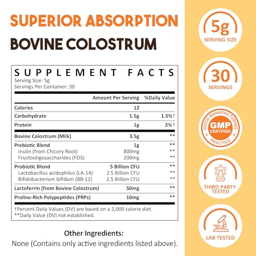 Saglikli Colostrum Powder probiotics display highlights 5 billion CFU for digestion support.