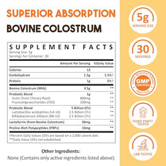 Saglikli Colostrum Powder probiotics display highlights 5 billion CFU for digestion support.