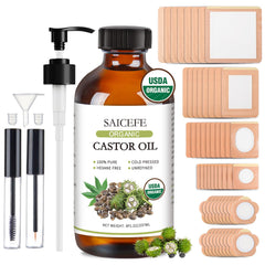 Saicefe castor oil bottle 8oz in amber glass preserves freshness for lasting use.