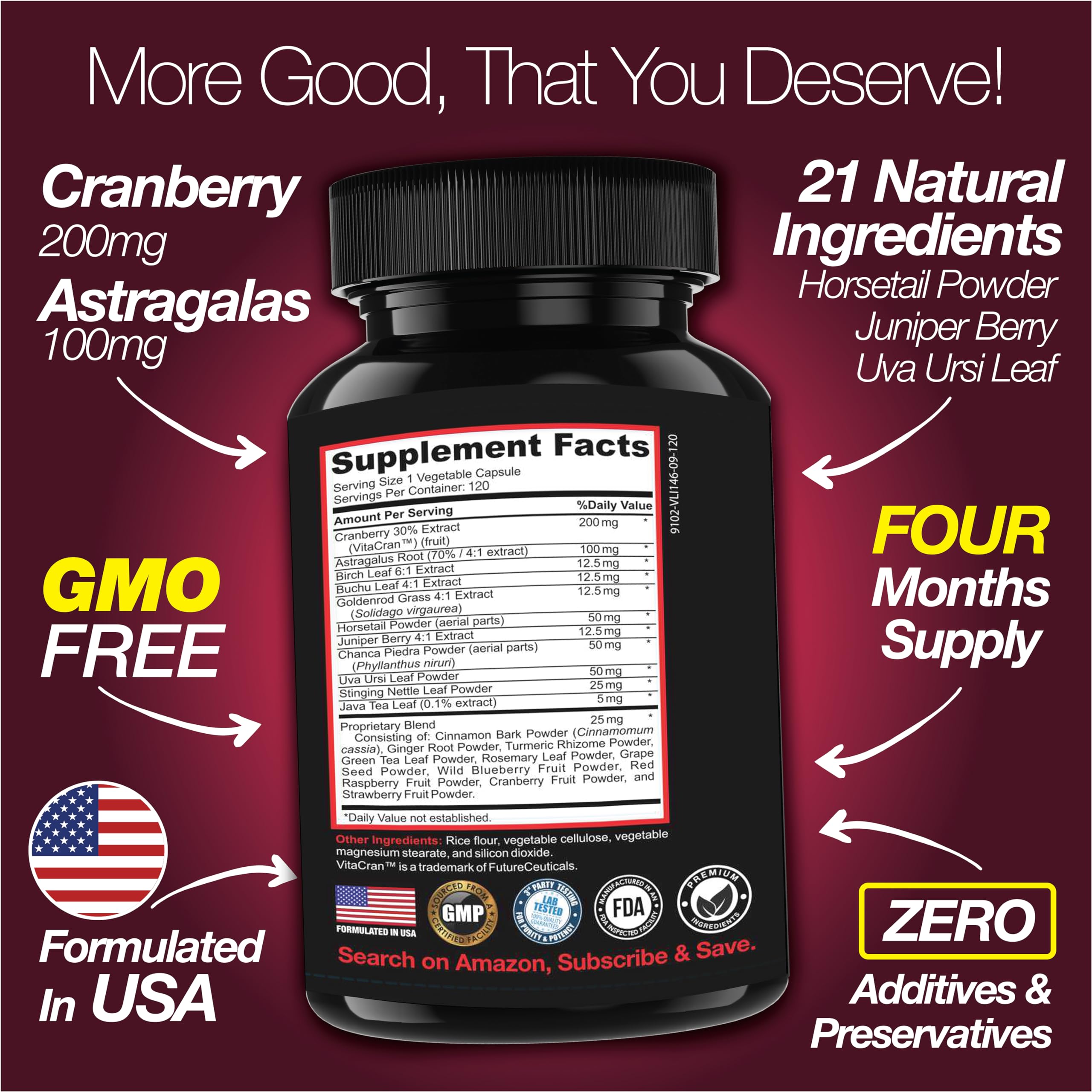 Saint Mingiano detox cranberry close-up highlights 200 mg cranberry fruit.
