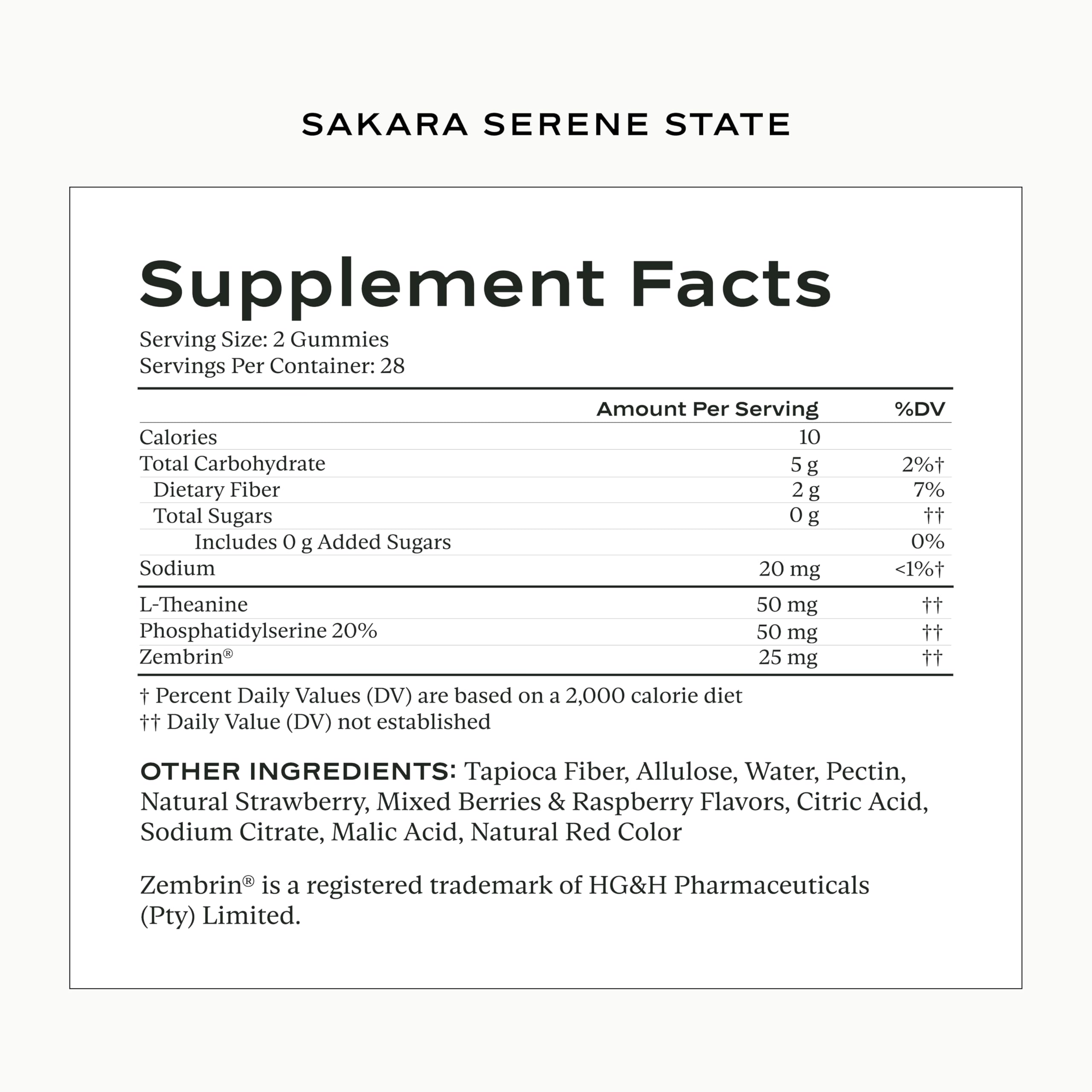 SAKARA Serene State gummies flatlay highlights wildberry color and convenient bite-sized calm support.