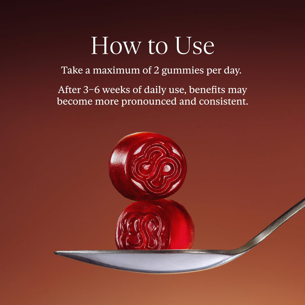 SAKARA Serene State gummies tabletop shot communicates stress relief at work or home.