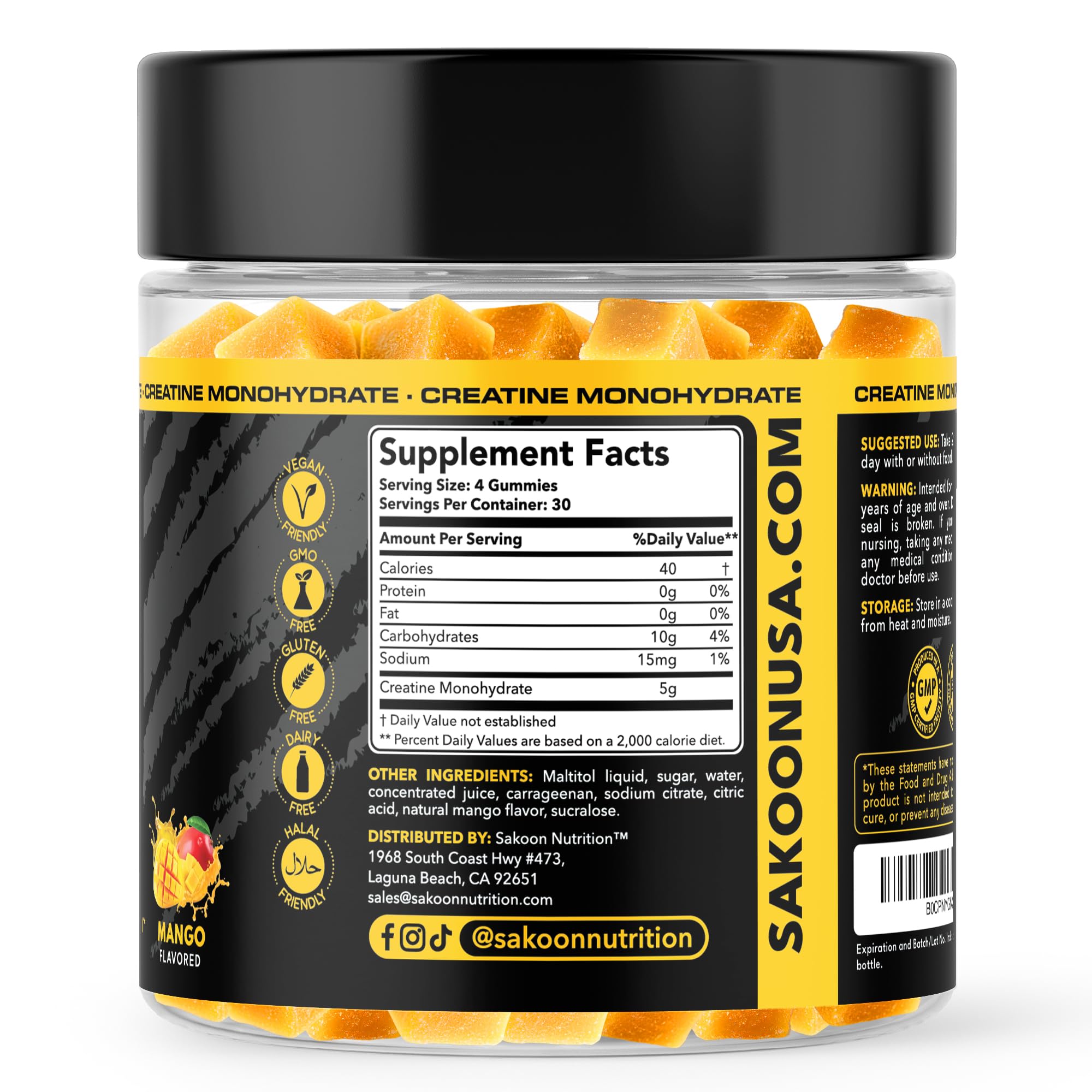 Sakoon Nutrition Creatine Gummies mango-flavored chew with athletic context.