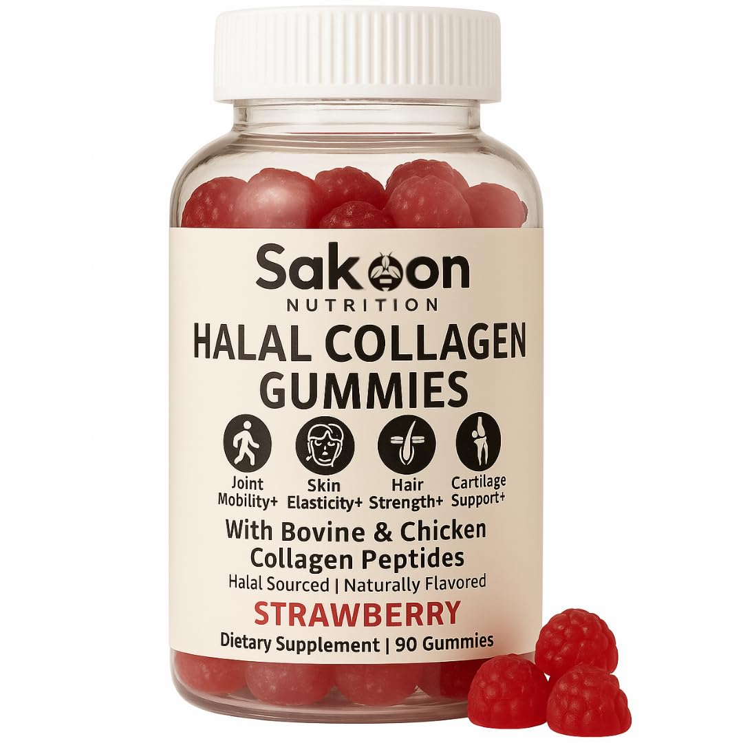 Sakoon Nutrition collagen gummies strawberry bottle shows skin and joint support potential