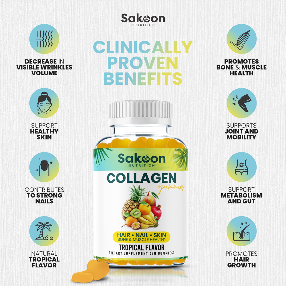 Sakoon Nutrition Collagen Gummies strengthen nails and resilience.
