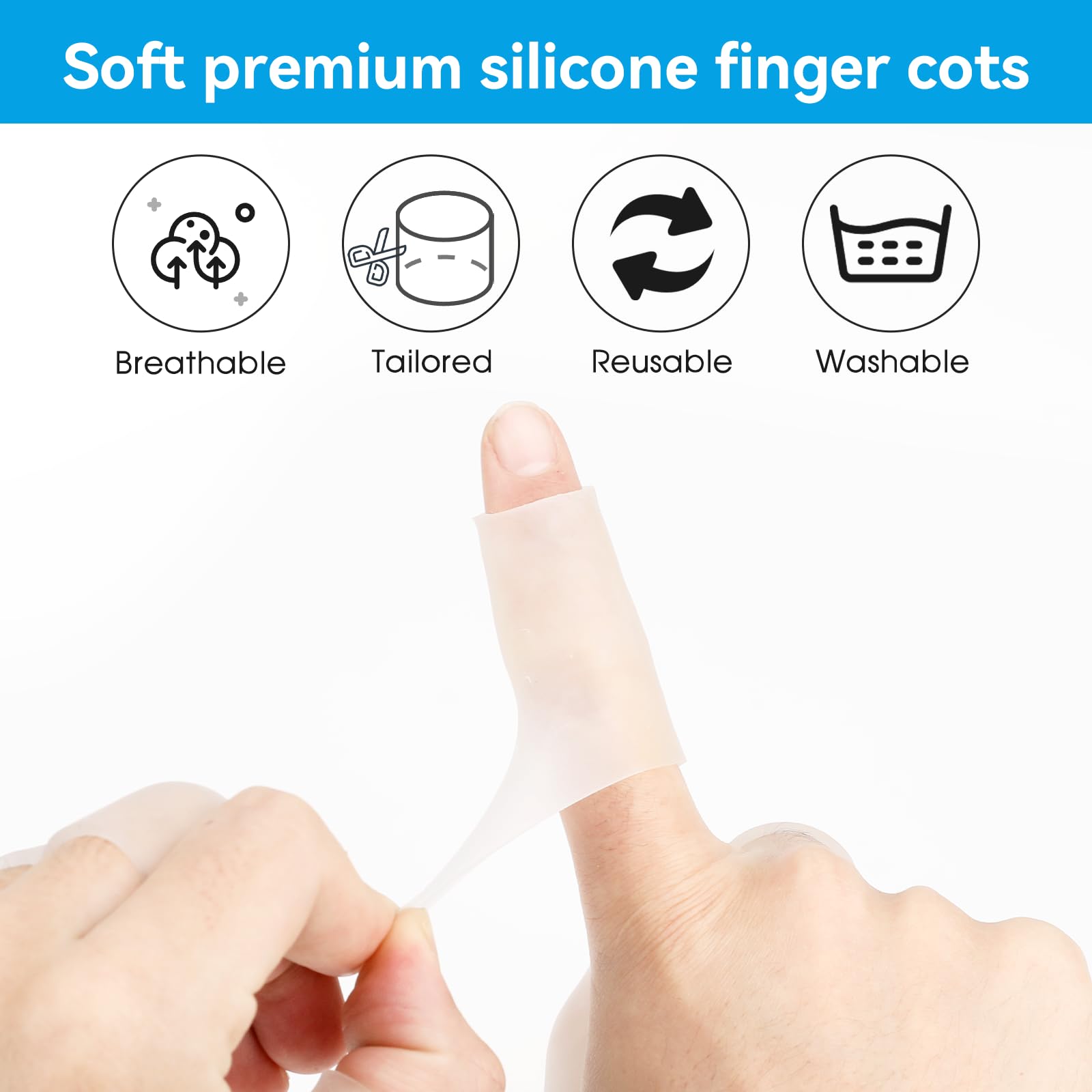Salbsever adjustable cut-to-fit sleeves ensure precise finger sizing.