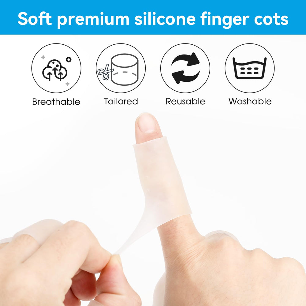 Salbsever adjustable cut-to-fit sleeves ensure precise finger sizing.