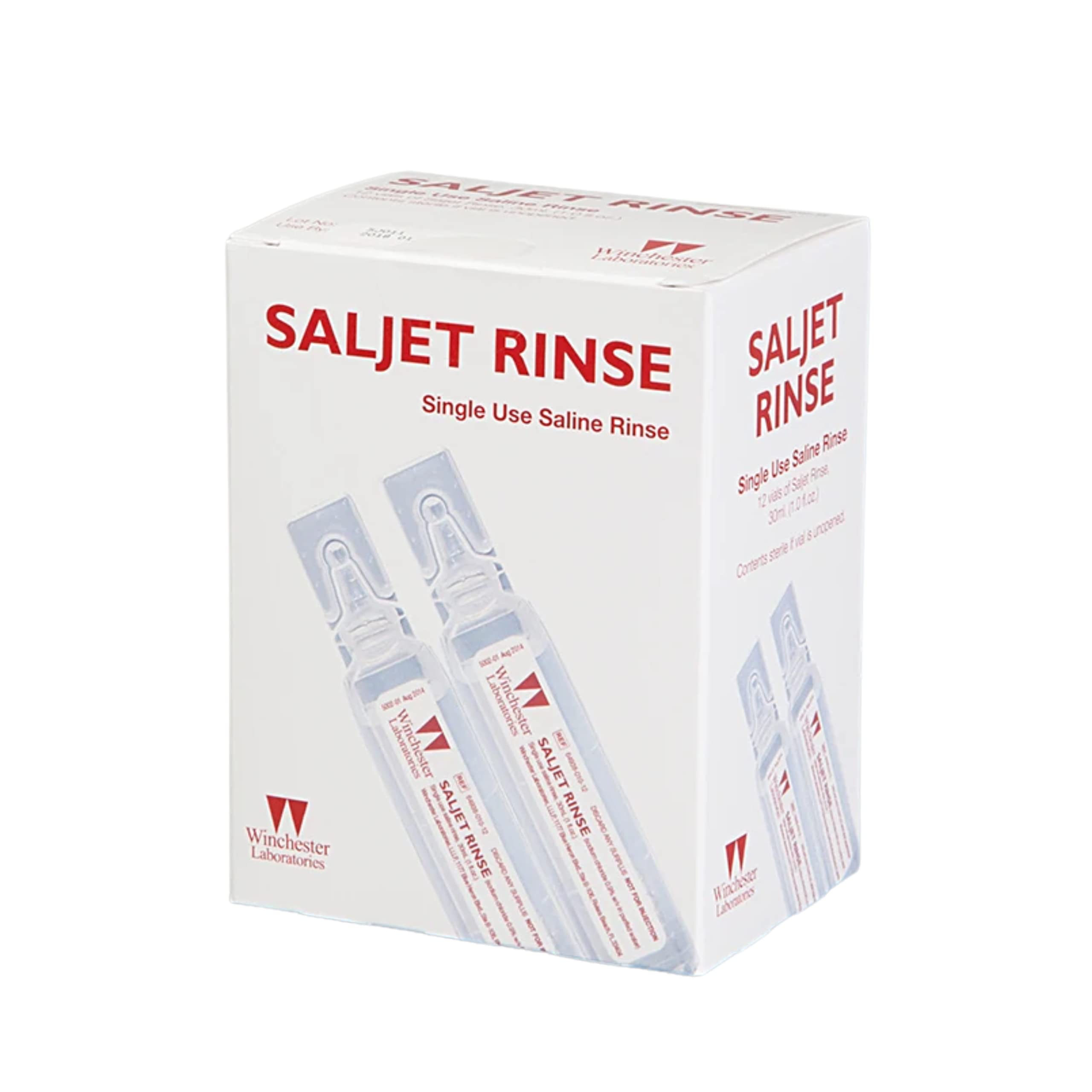 Saljet Wound Rinse open-top vial ready for sterile, quick access cleansing.