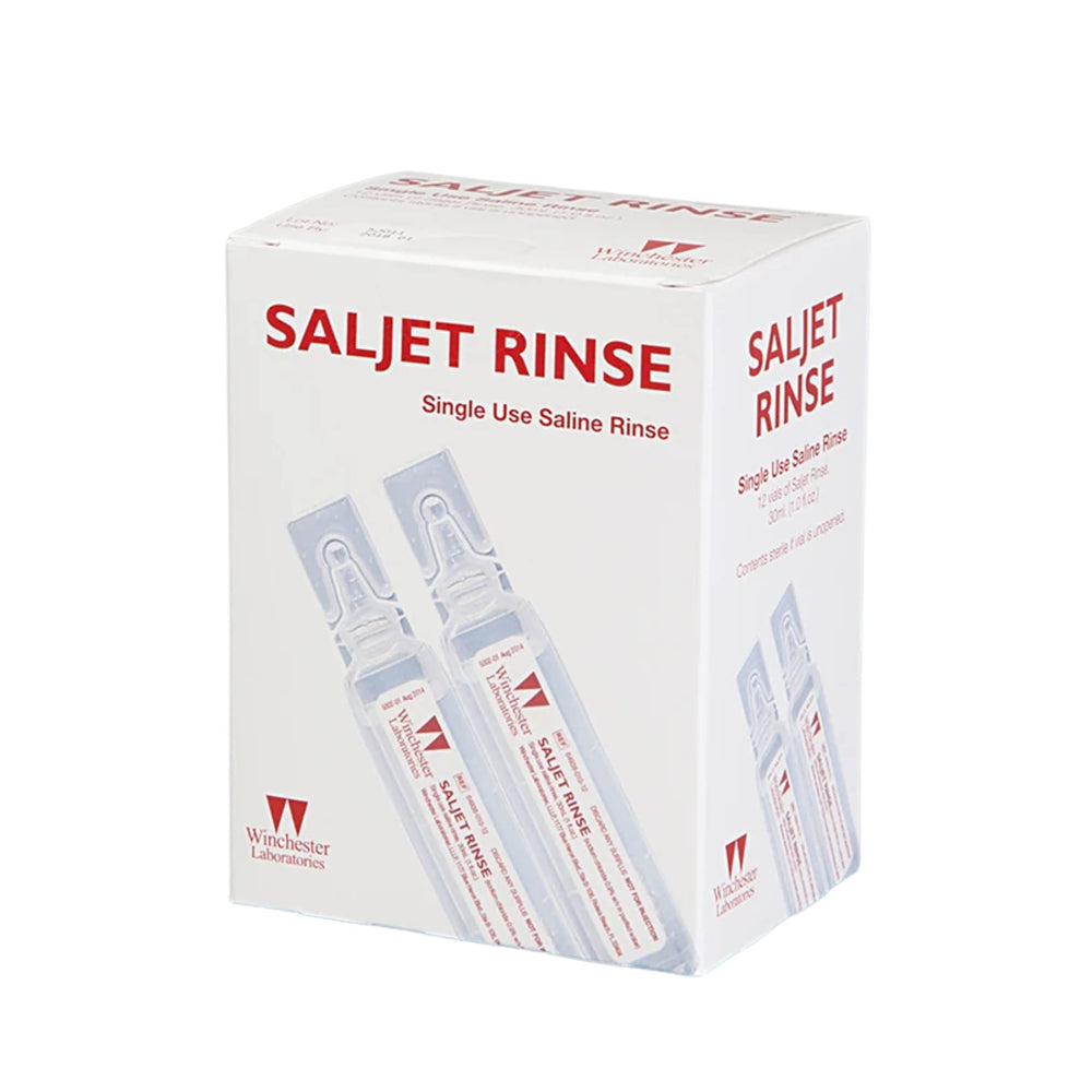 Saljet Wound Rinse open-top vial ready for sterile, quick access cleansing.