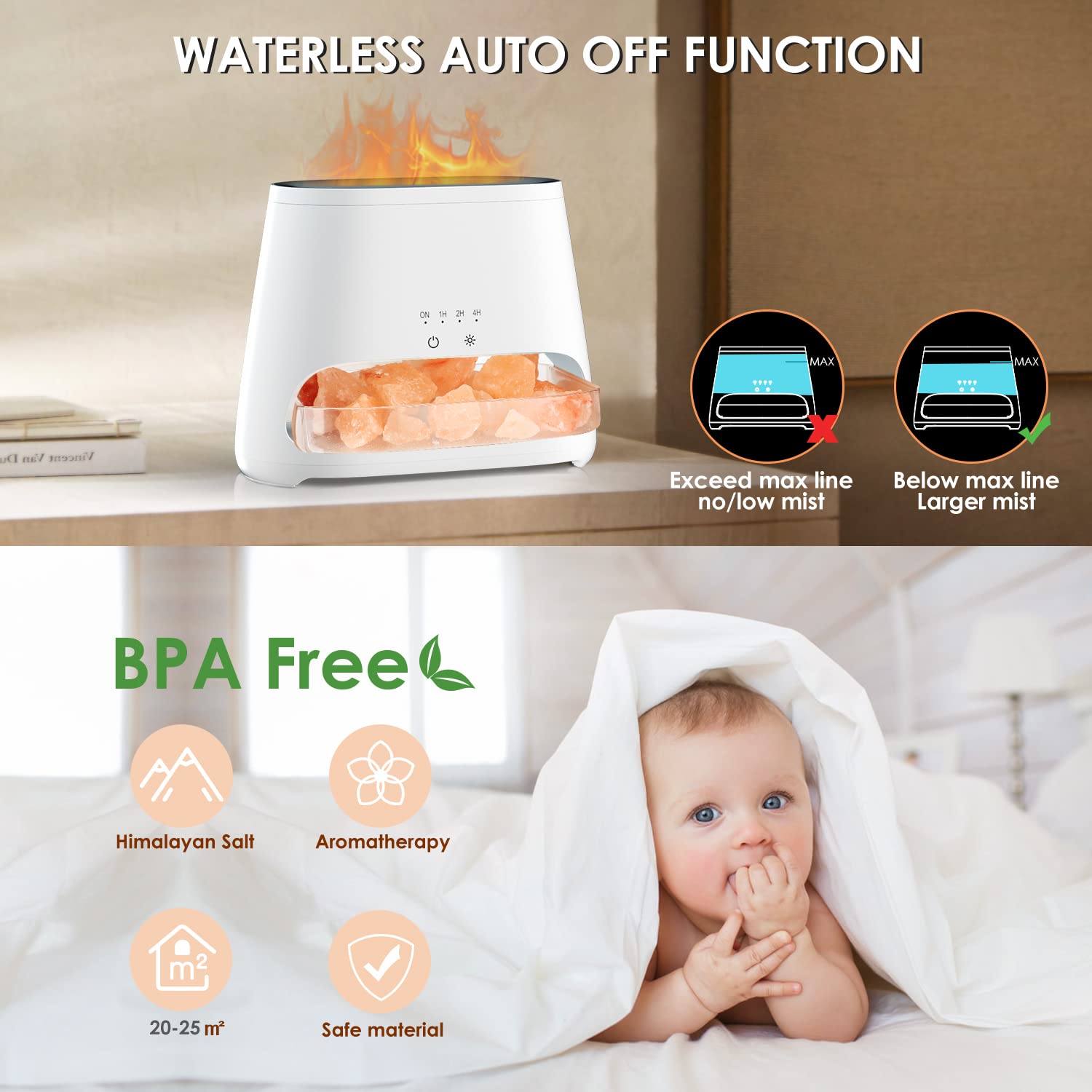 SALKING auto-off sensor ensures safe use when water runs out.