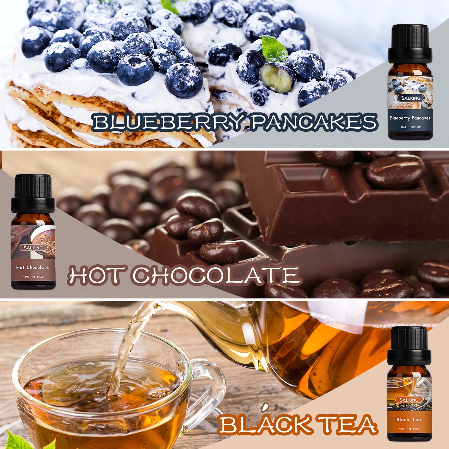 SALKING Coffee Shop Fragrance Oils Set Hot Chocolate: comforting scent for candles and bath products.