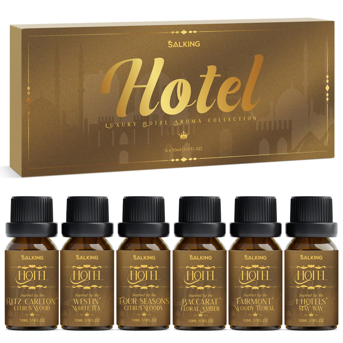 SALKING Hotel Diffuser Oil bottle pour for luxurious room fragrance.