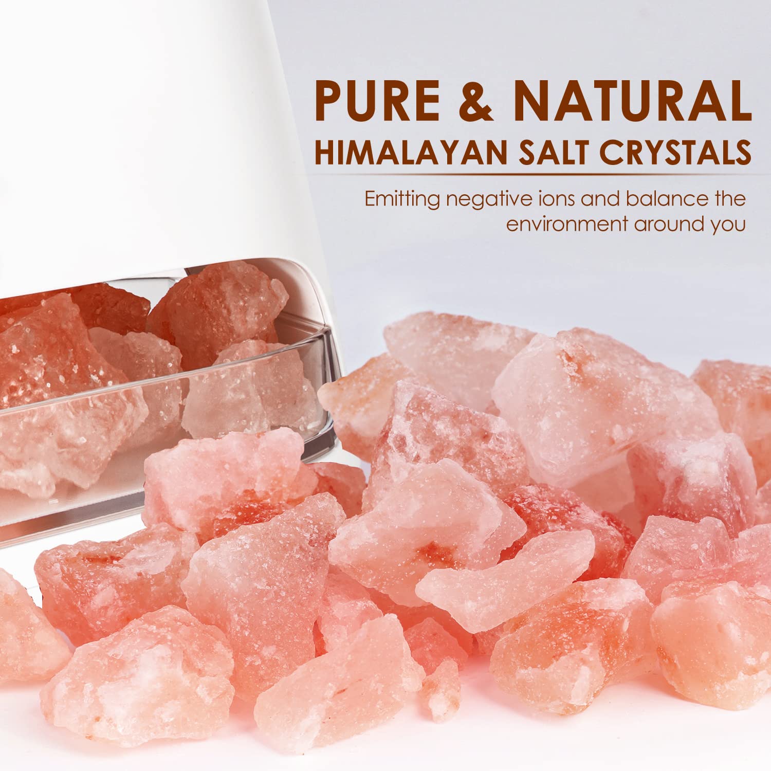 SALKING pink Himalayan salt crystals closeup showcases natural texture for decor.