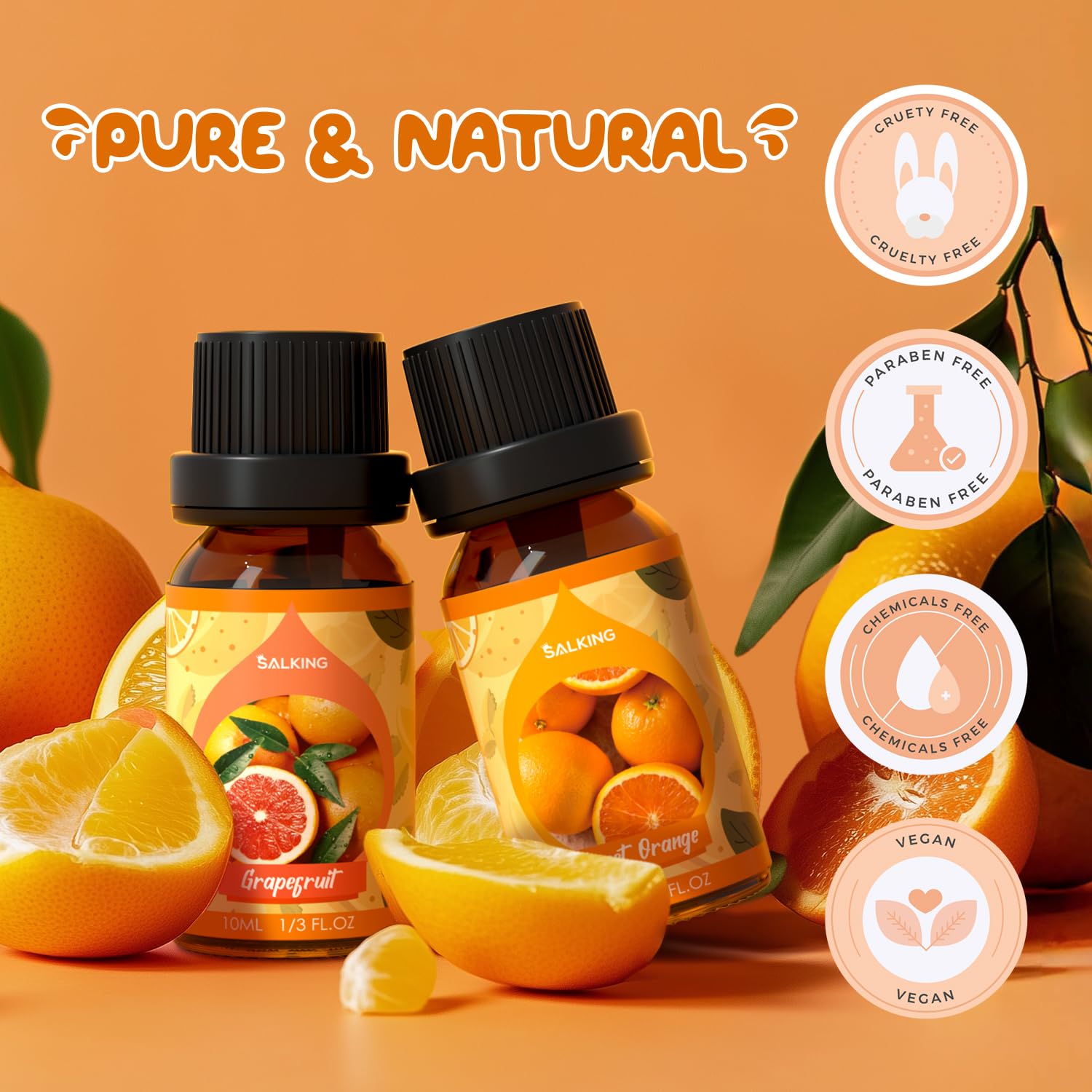 SALKING Citrus Burst Grapefruit oil brightens fragrances for baths or diffusers.