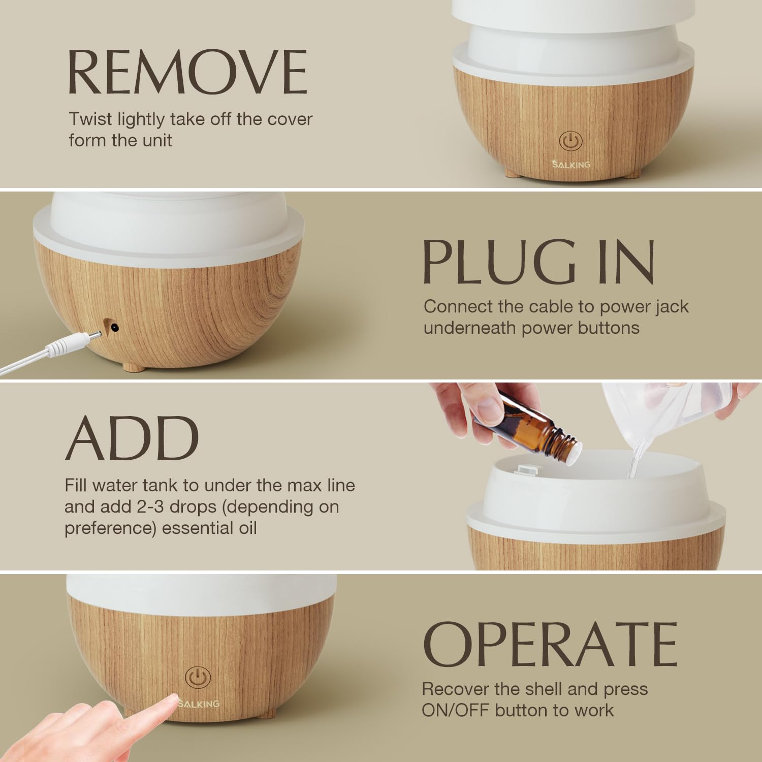 SALKING Portable diffuser for home, office, or travel setups.
