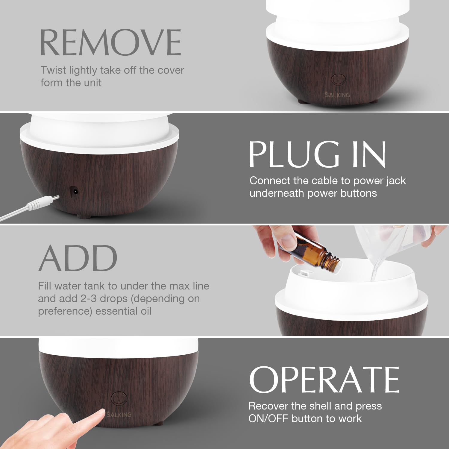 SALKING diffuser in a cozy home or office setup.