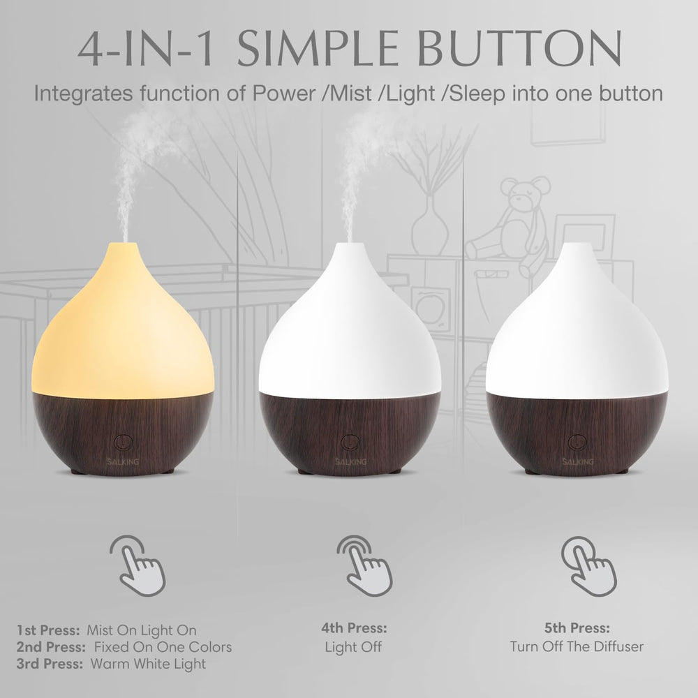 SALKING diffuser on a desk emitting a cool, steady mist.