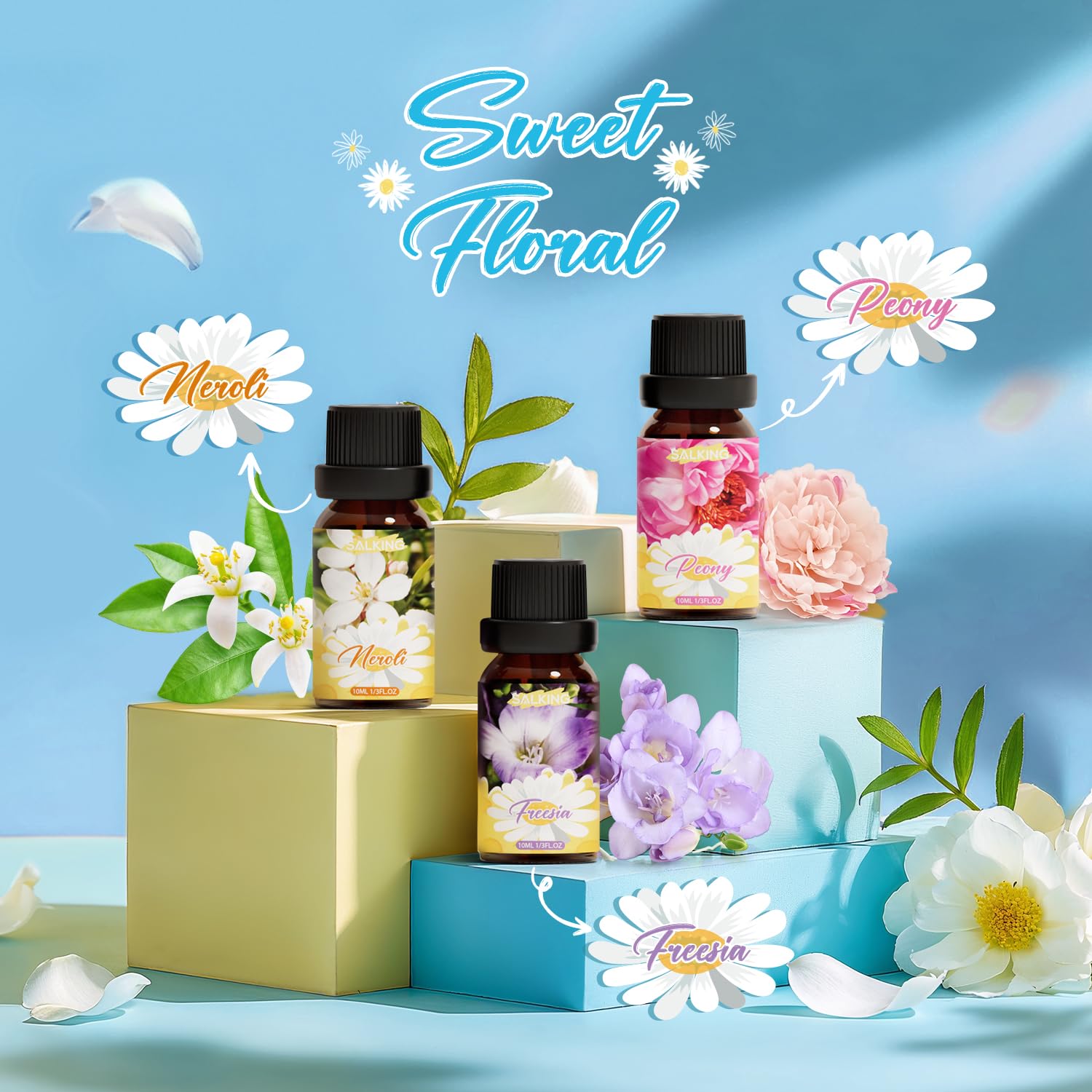 SALKING Honeysuckle essential oil bottle for diffusers, evokes warm summer garden breeze.