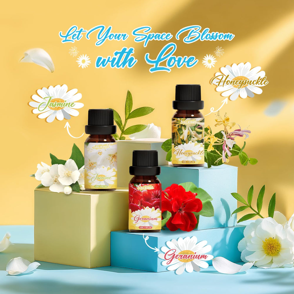 SALKING Peony essential oil bottle for diffusers, fosters soft, romantic floral mood.