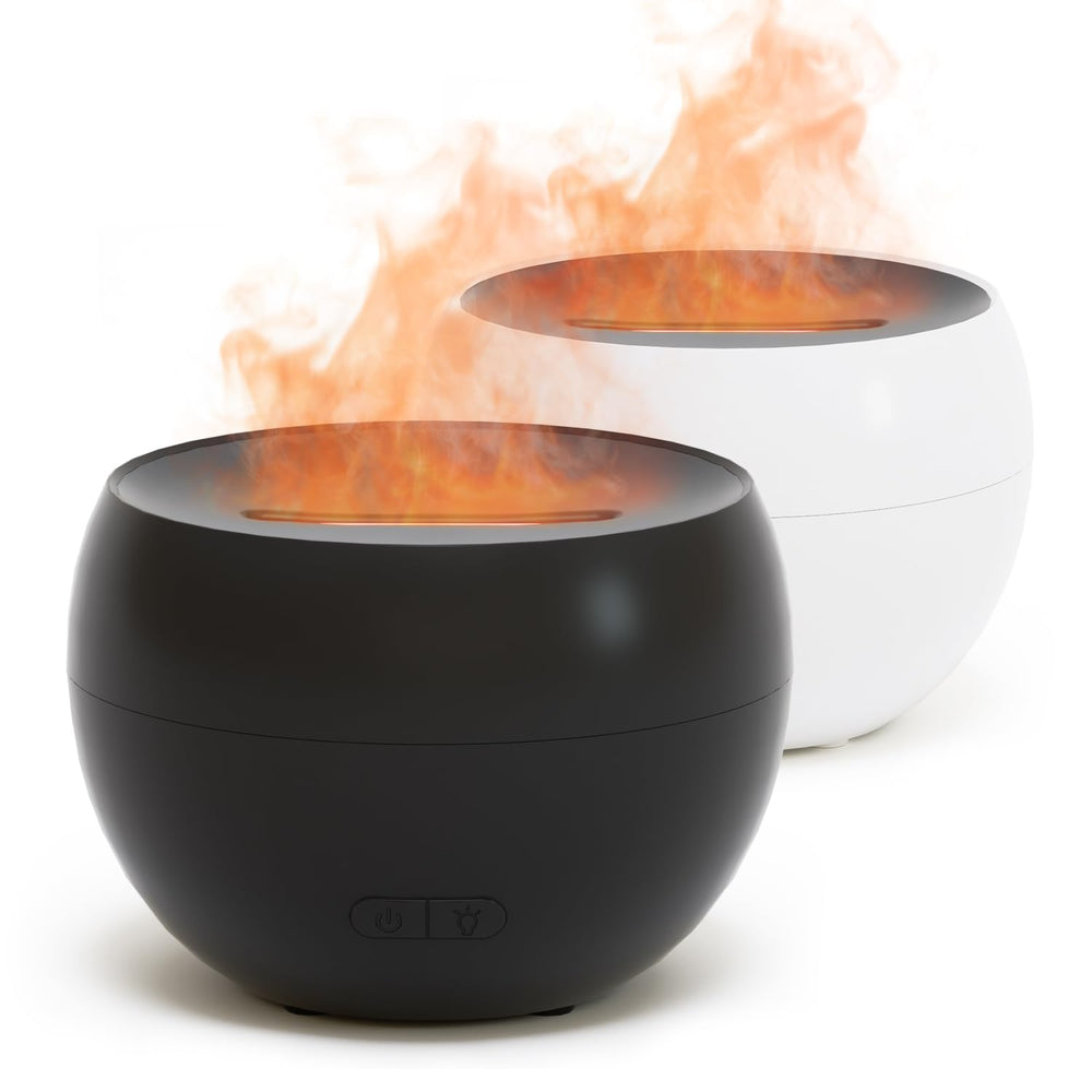 SALKING Flame Diffuser Black 150ml on nightstand with ambient aroma and cozy light